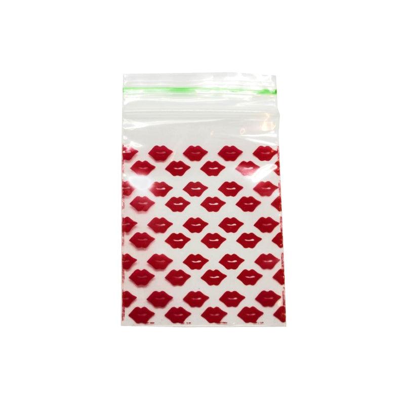 Red Lips Design Plastic Zip Baggies-
