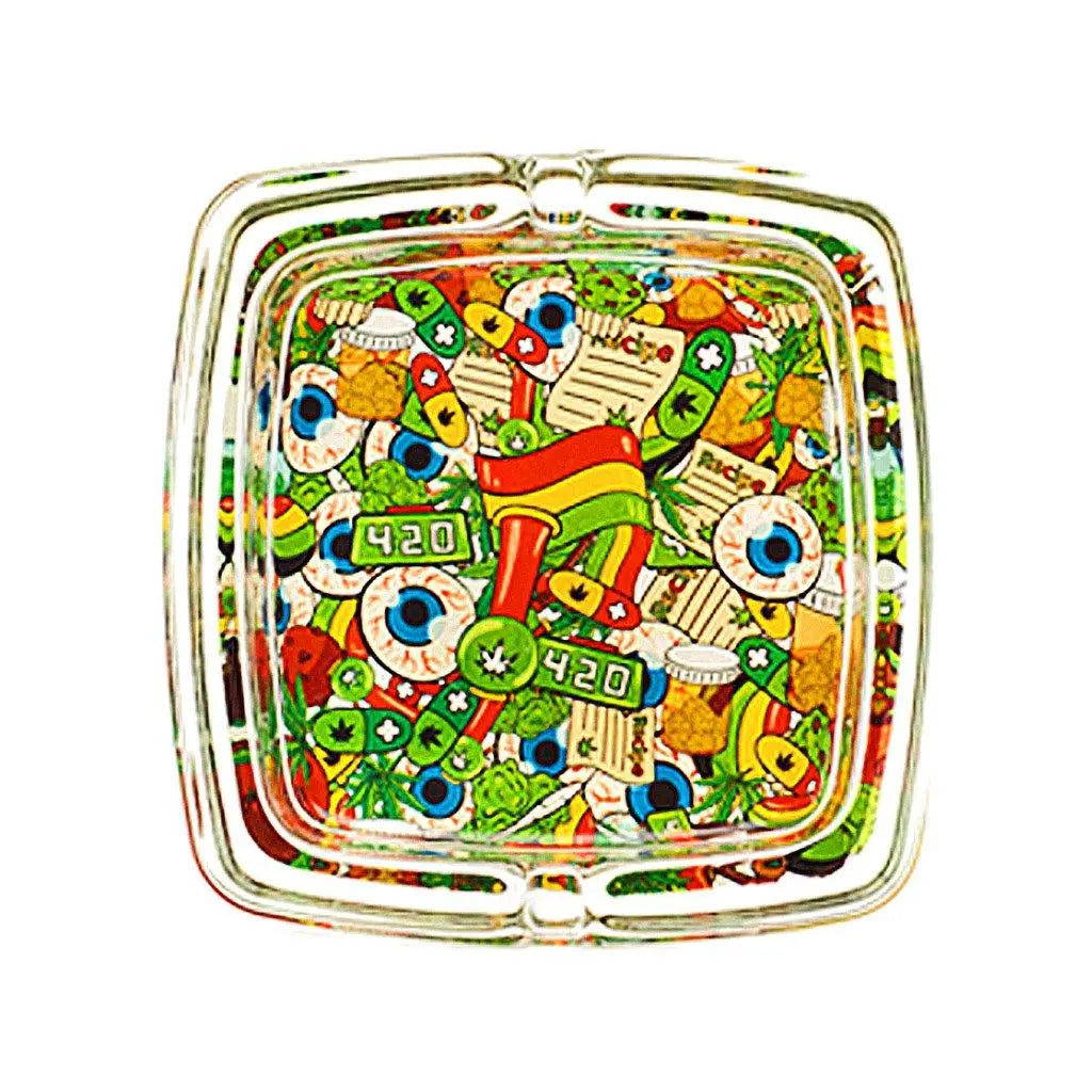 Square Leaf Hip 2Bee Glass Ashtrays-420Eyeballs