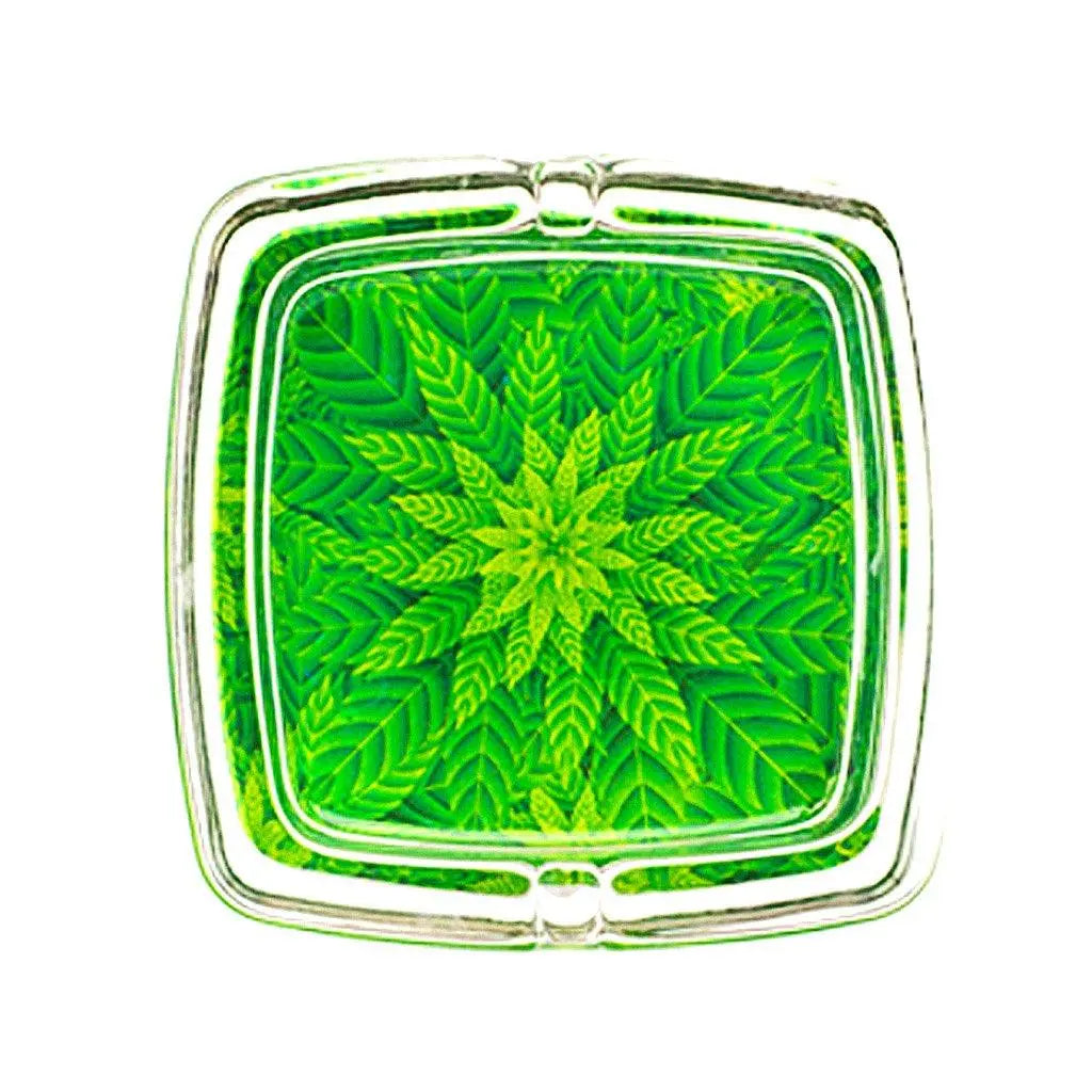 Square Leaf Hip 2Bee Glass Ashtrays-GreenLeaves