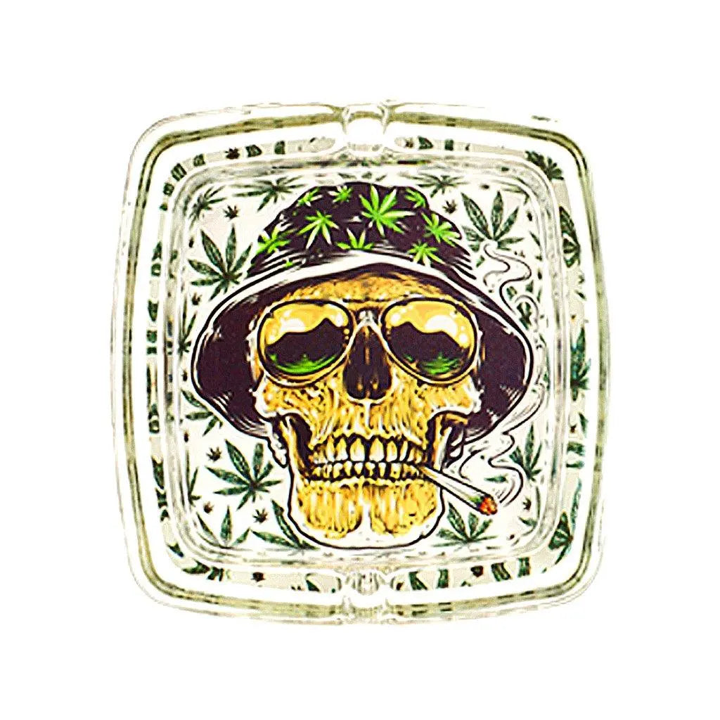 Square Leaf Hip 2Bee Glass Ashtrays-Skull