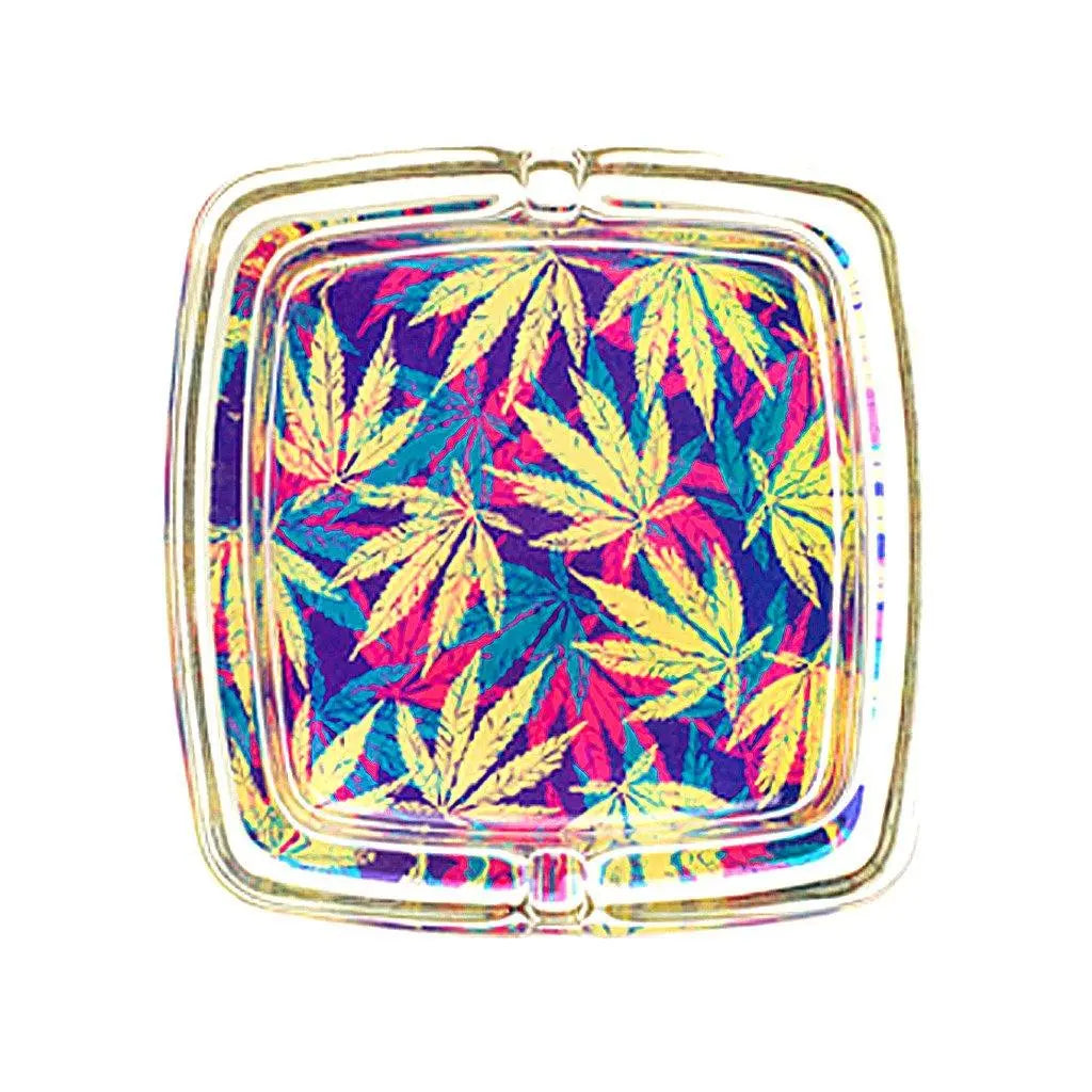 Square Leaf Hip 2Bee Glass Ashtrays-TrippyLeaves