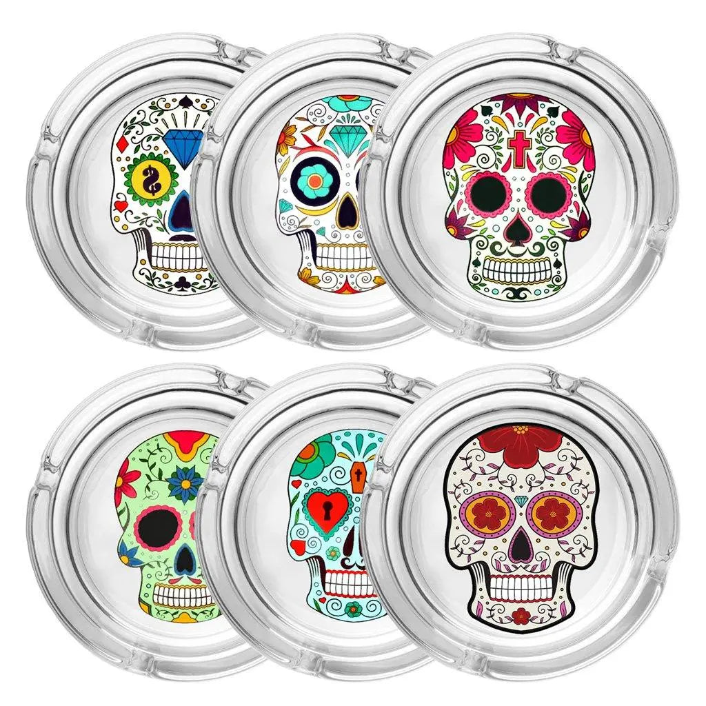 The Day of Dead Skull Collection Glass Ashtrays-