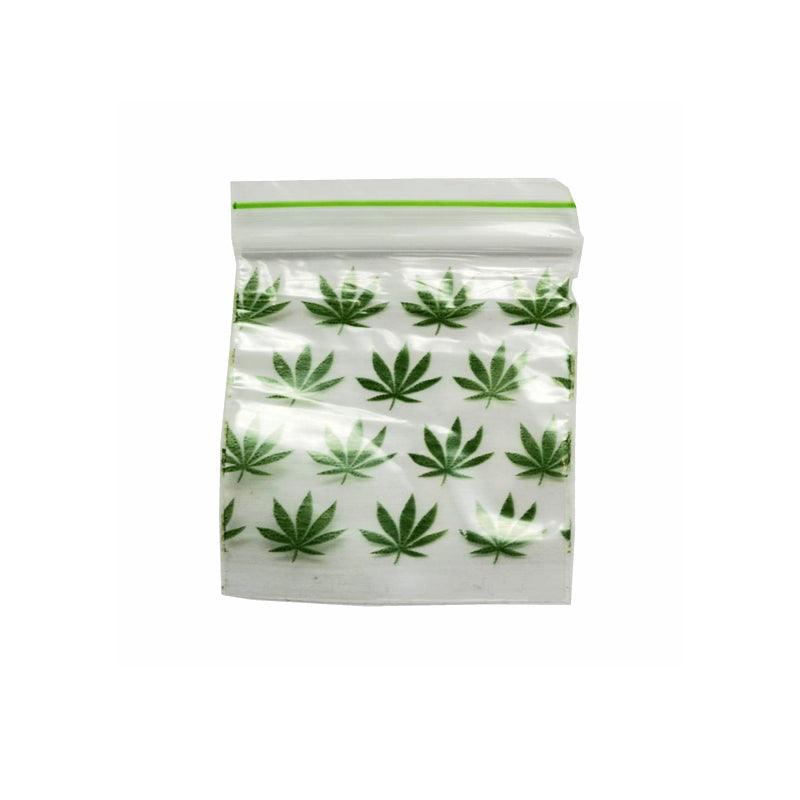 Weed Leaf Plastic Zip Baggies-