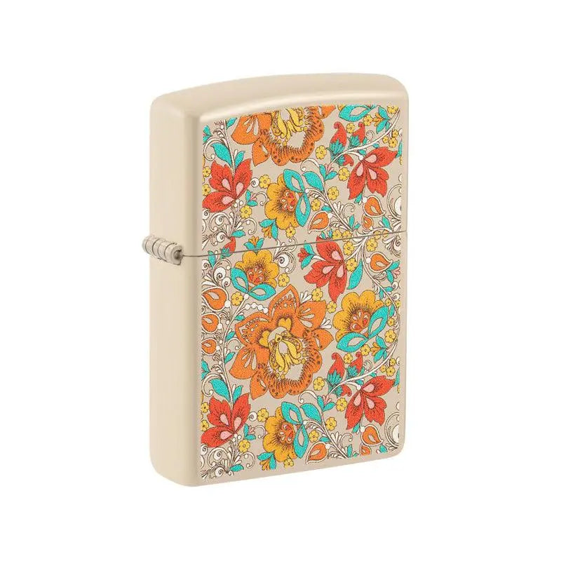 Zippo Vintage Floral Design Flat Sand Lighter-