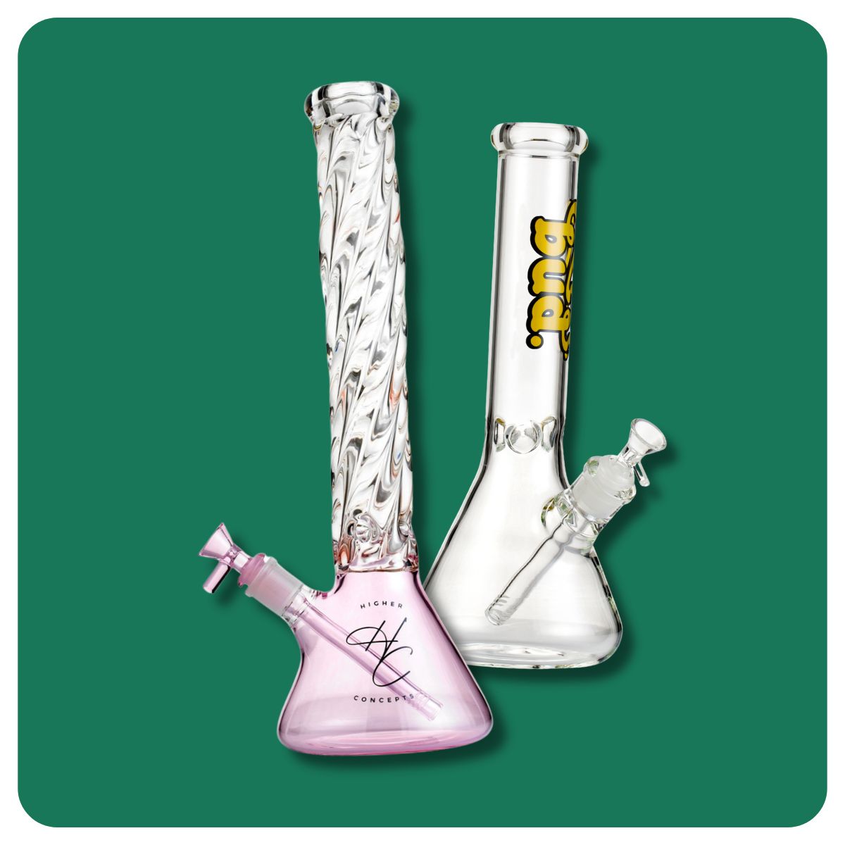 Higher Concepts beaker bong and Bud beaker bong
