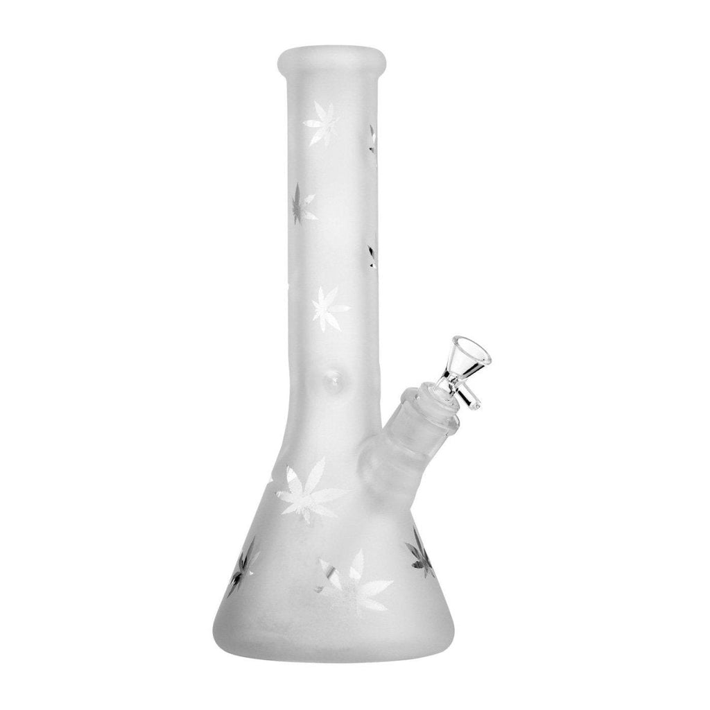 Frosted Weed Leaves Beaker Bong 32cm-