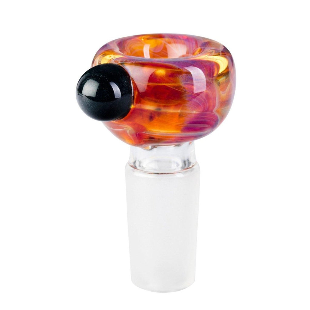 Tribal Glass Cone Piece 14mm - Orange & Teal-