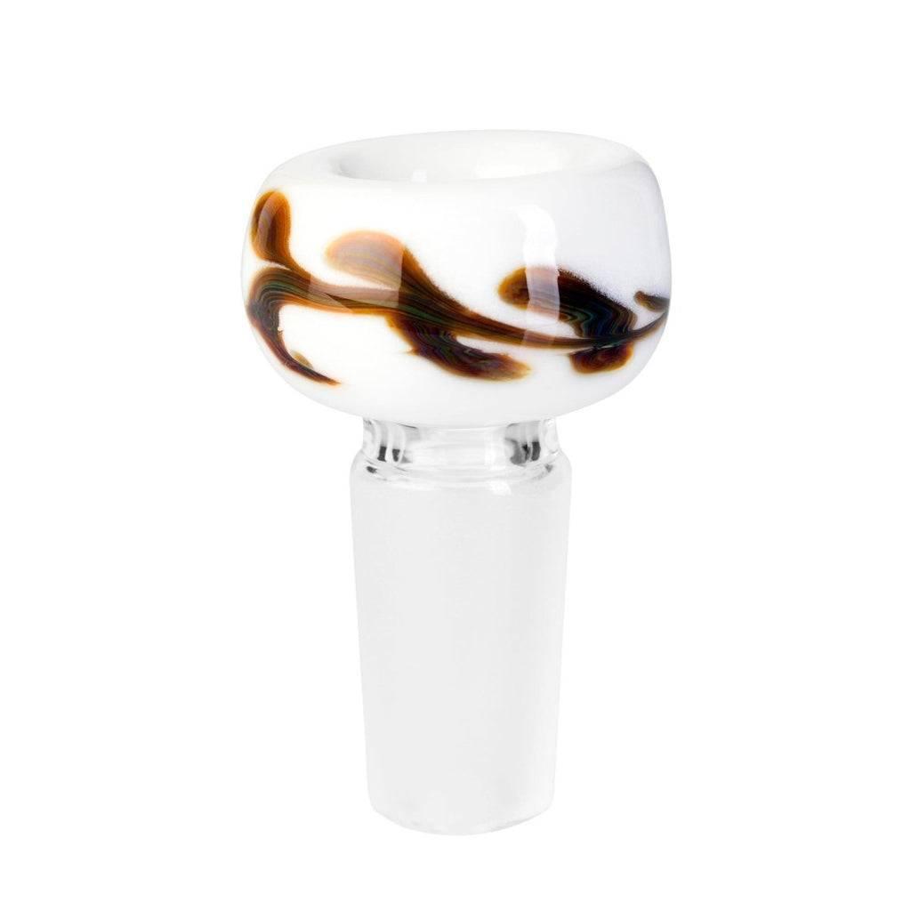 Tribal Glass Cone Piece 14mm - White & Brown-