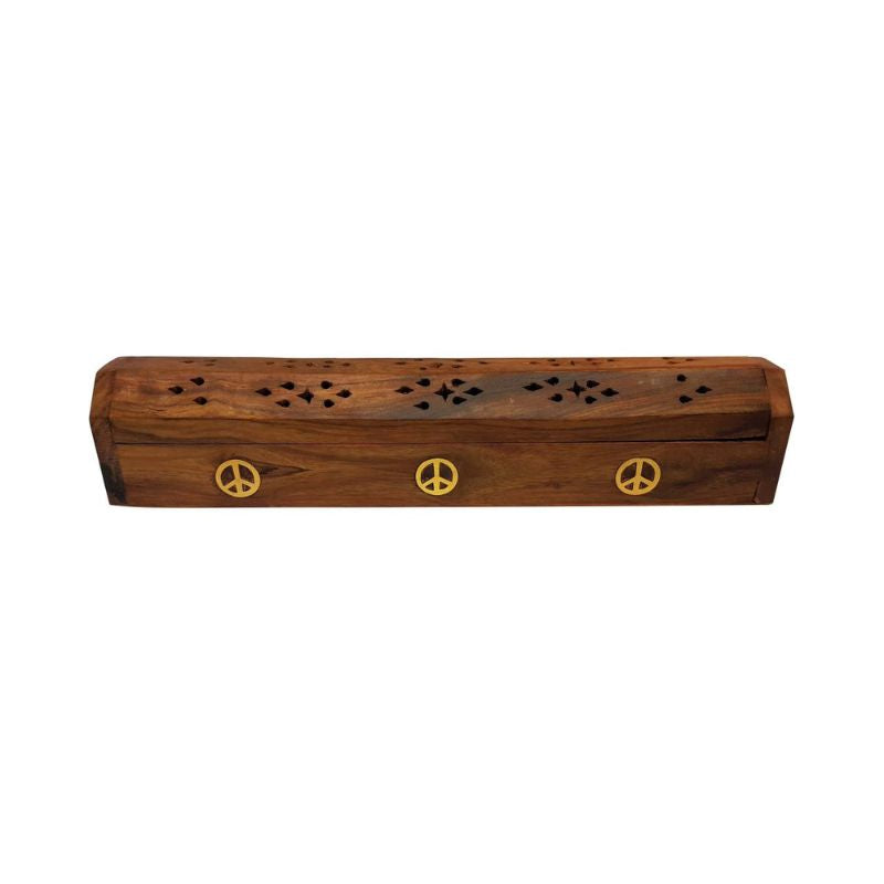 Sheesham Wood Incense Box Burner Ash Catcher with Tree of Life Fretwork-