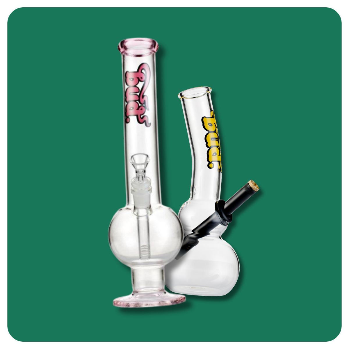 Two Bud bubble bongs