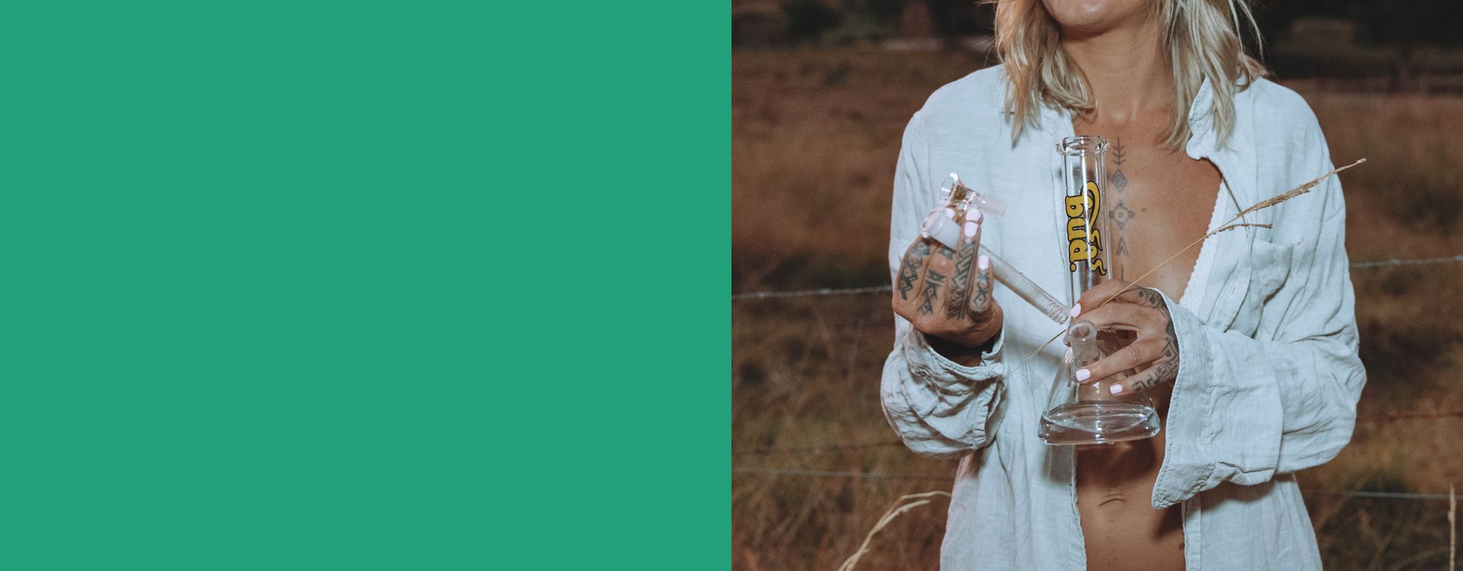 Person holding beeaker bong and parts