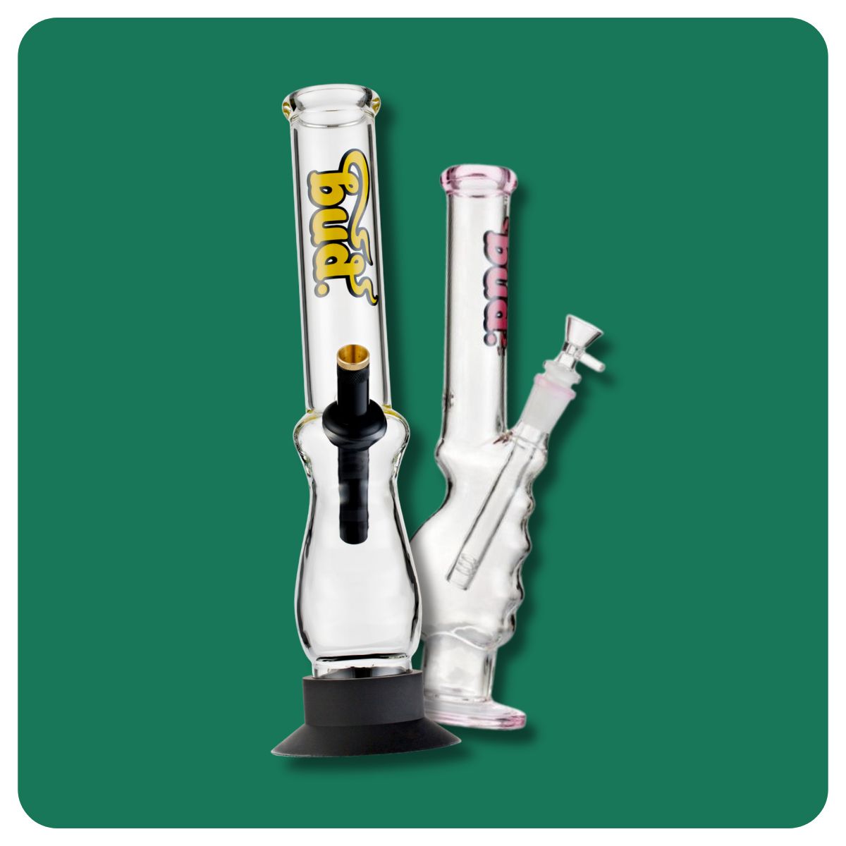 Two Bud gripper bongs