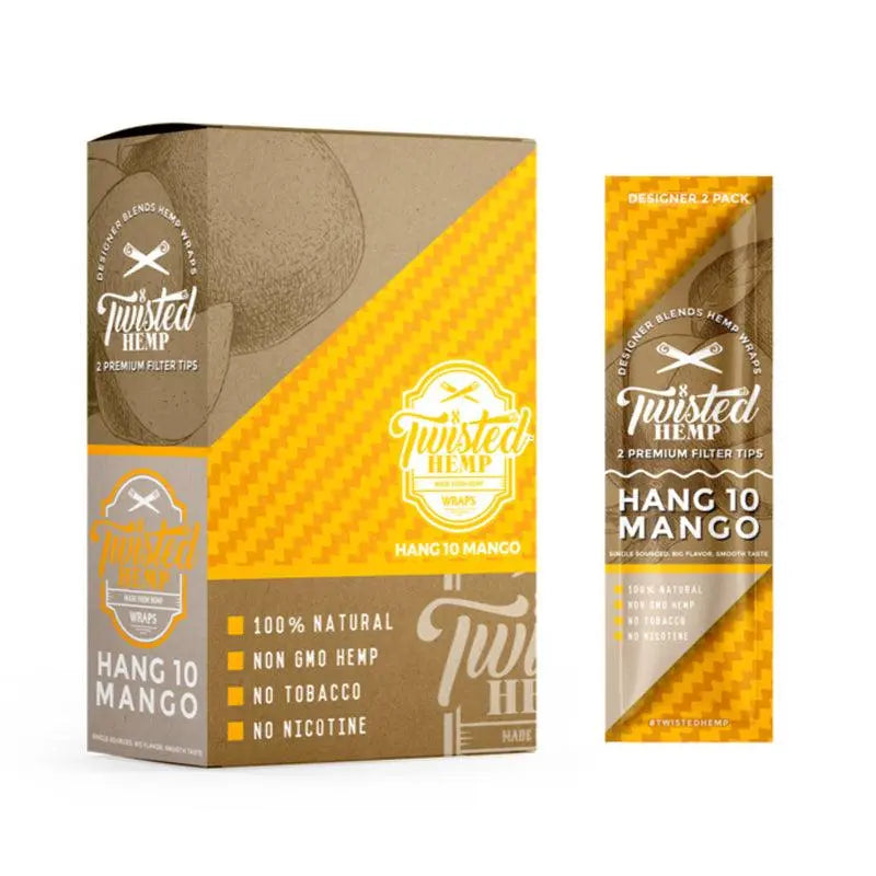 Twisted Hemp Flavoured Hemp Wraps - Hang 10 Mango (2 Pack)-Box15