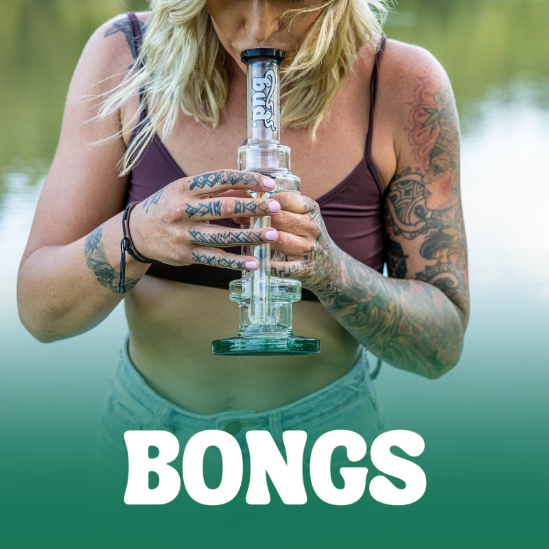 Woman smoking a glass bong
