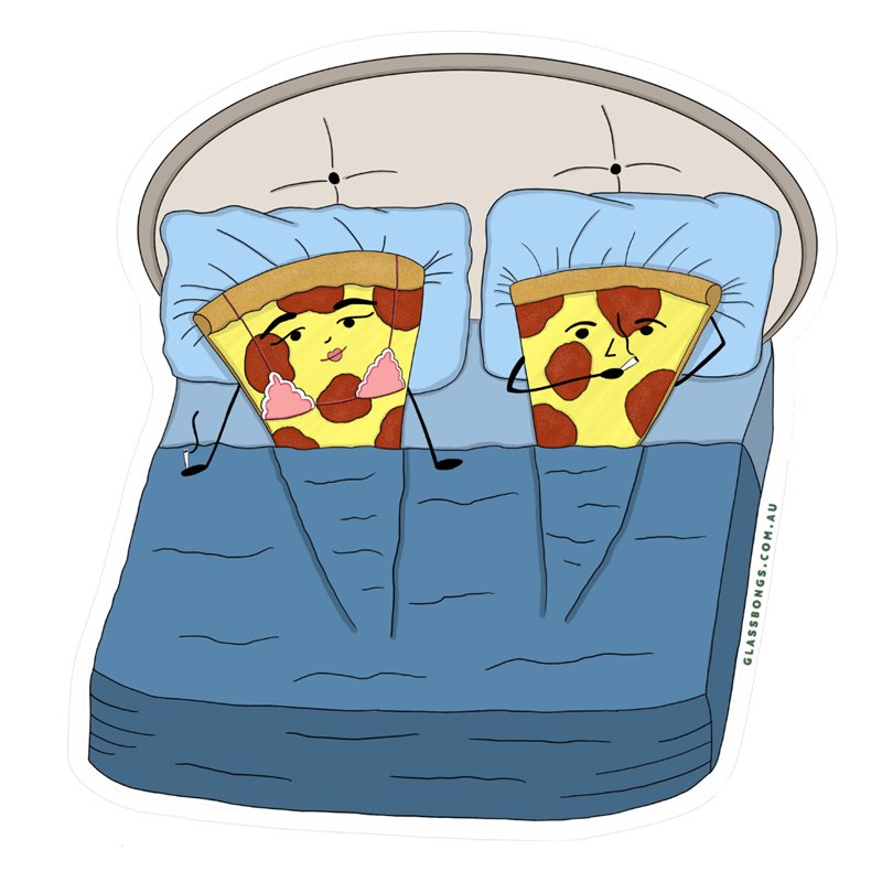 Pizza In Bed Sticker-