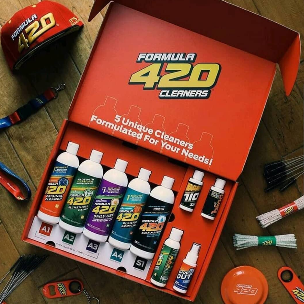 A box of Formula 420 liquid bong cleaners