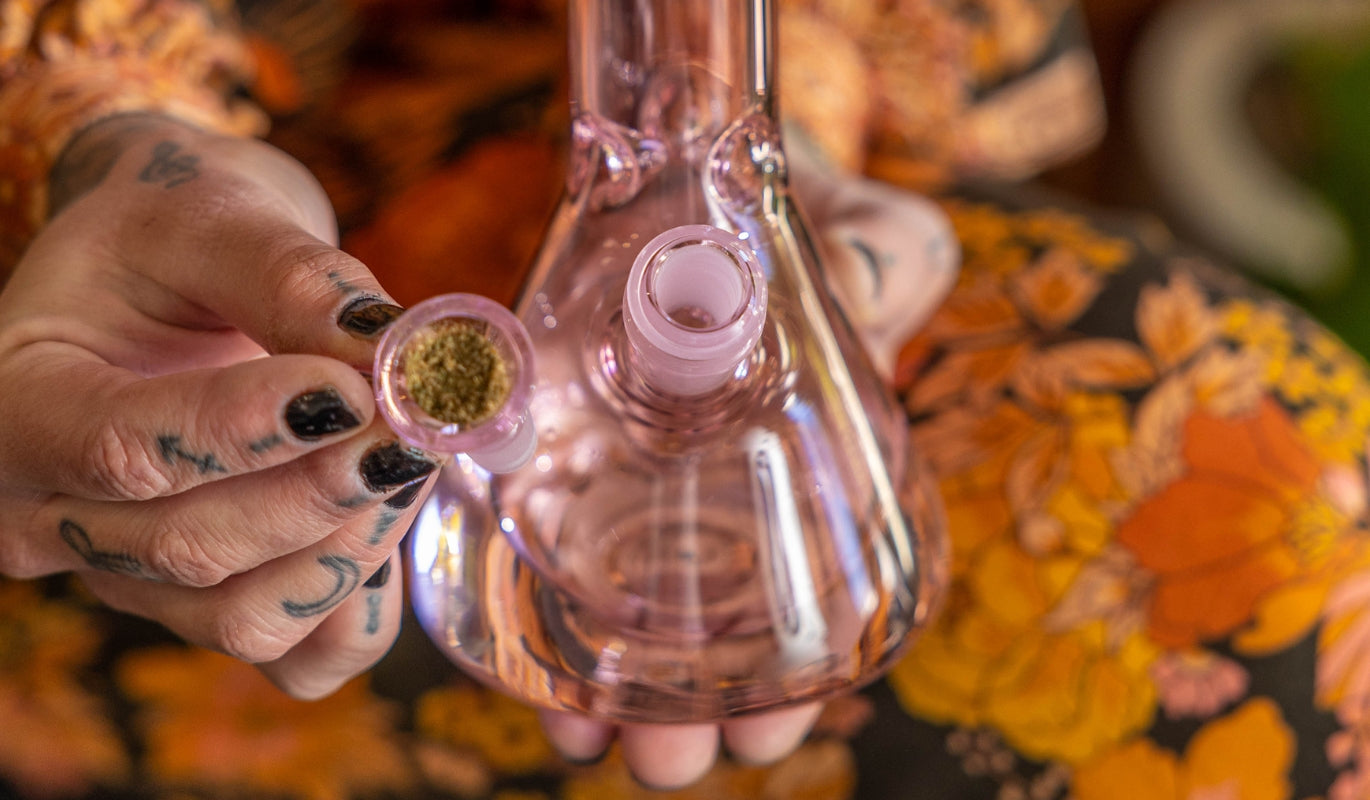 A cone piece filled with ground cannabis