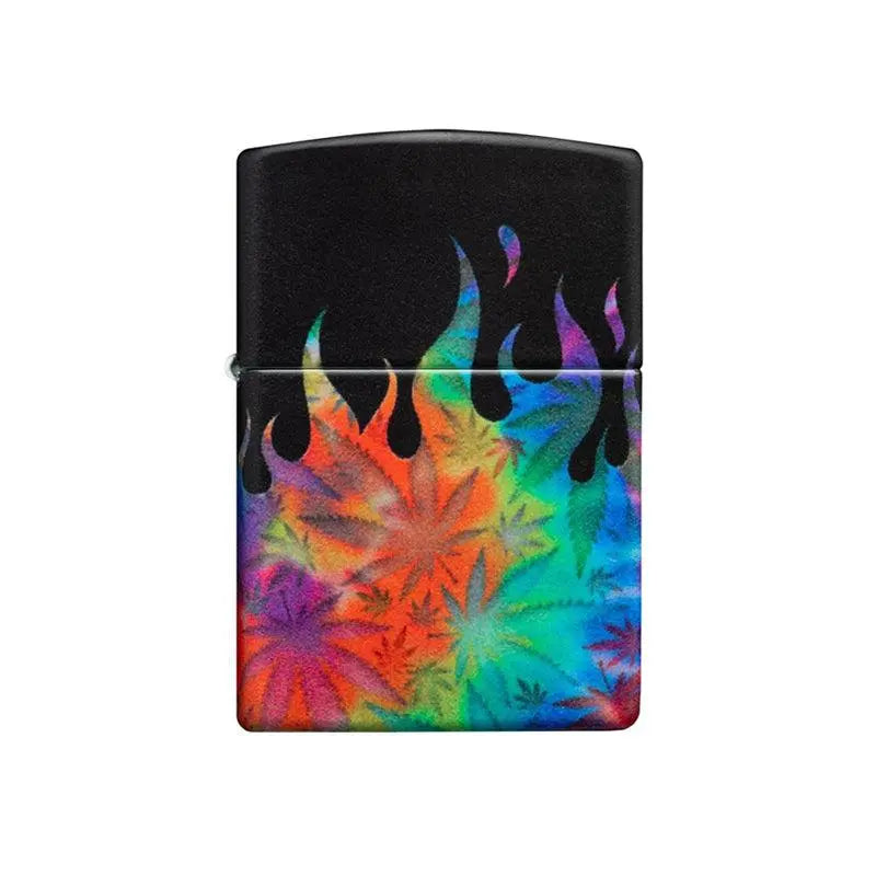 Zippo Cannabis Flames Design Black Matte Lighter-