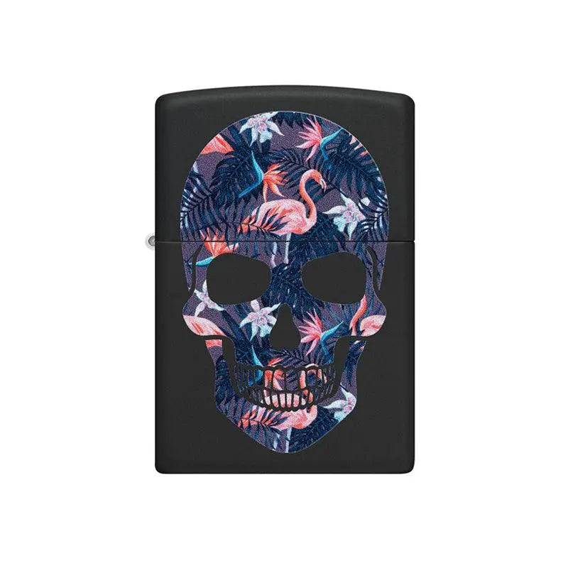 Zippo Flamingo Skull Black Matte Lighter-