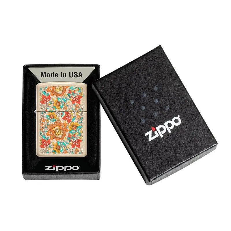 Zippo Vintage Floral Design Flat Sand Lighter-