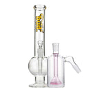 Bud Bent Bubble Bong Bundle-ClearShowerheadAshCatcher-Pink