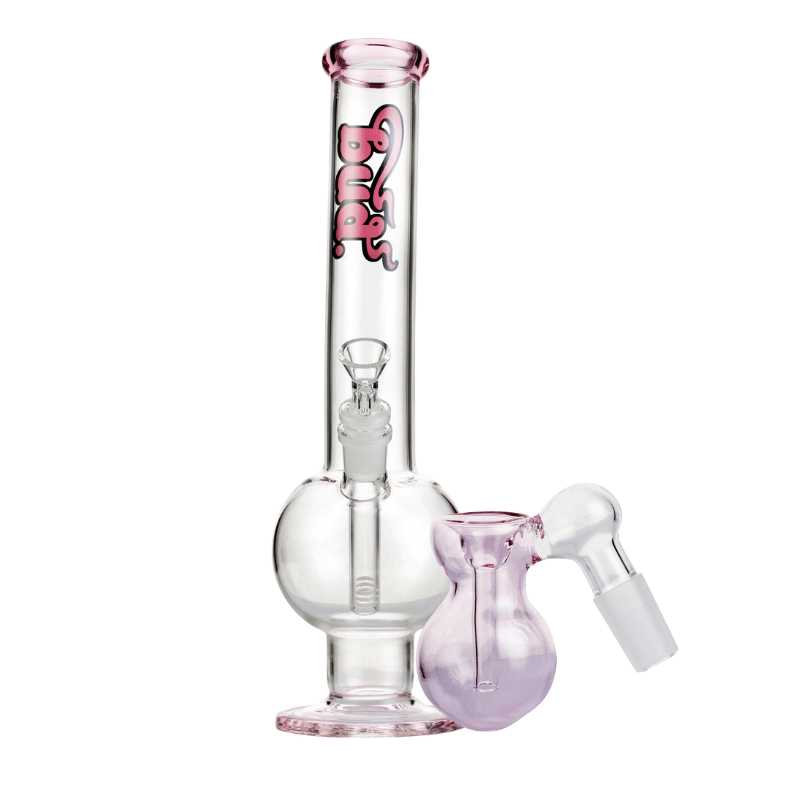 Bud Bent Bubble Bong Bundle-PinkBulbAshCatcher-Pink