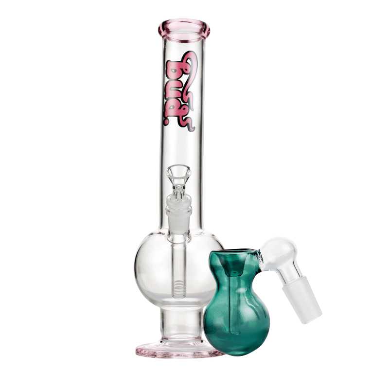 Bud Bent Bubble Bong Bundle-PinkBulbAshCatcher-Teal