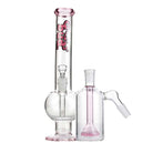 Bud Bent Bubble Bong Bundle-PinkShowerheadAshCatcher-Pink