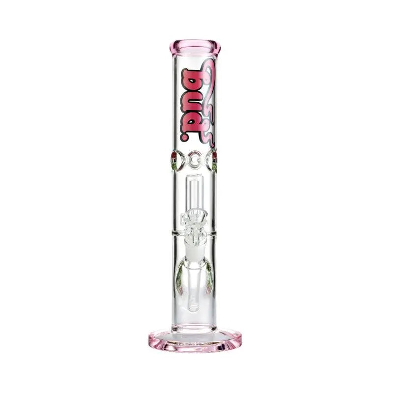 Bud Straight Tube Matrix Percolator Bong 35cm Pink Glass Bongs