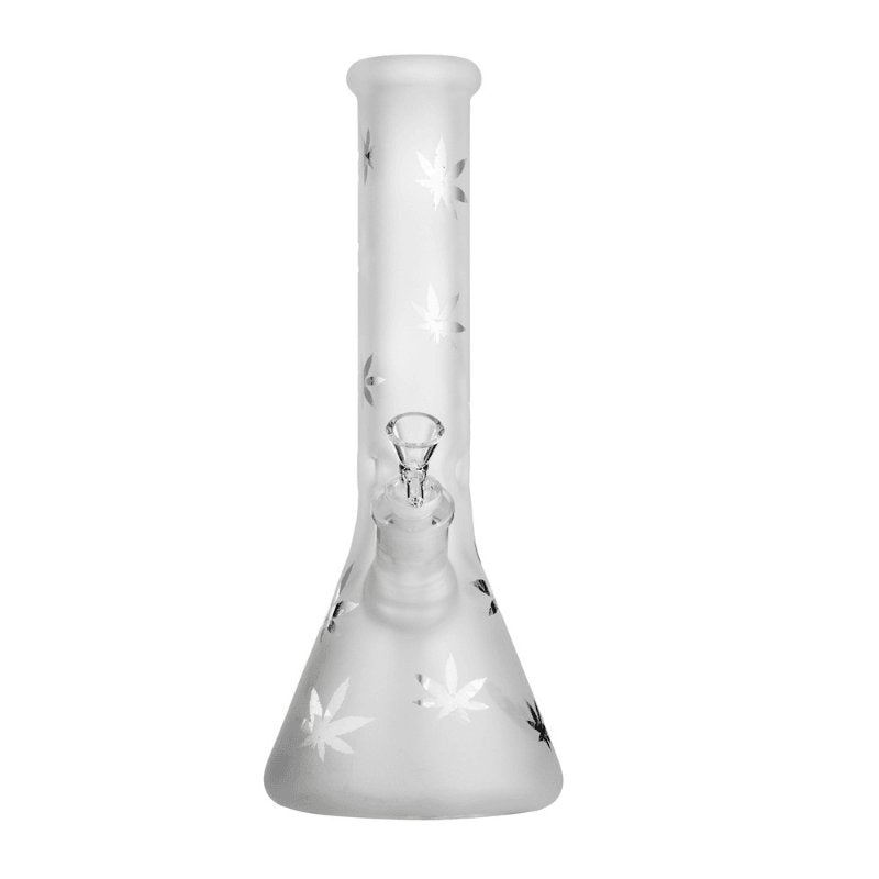 Frosted Weed Leaves Beaker Bong 32cm-