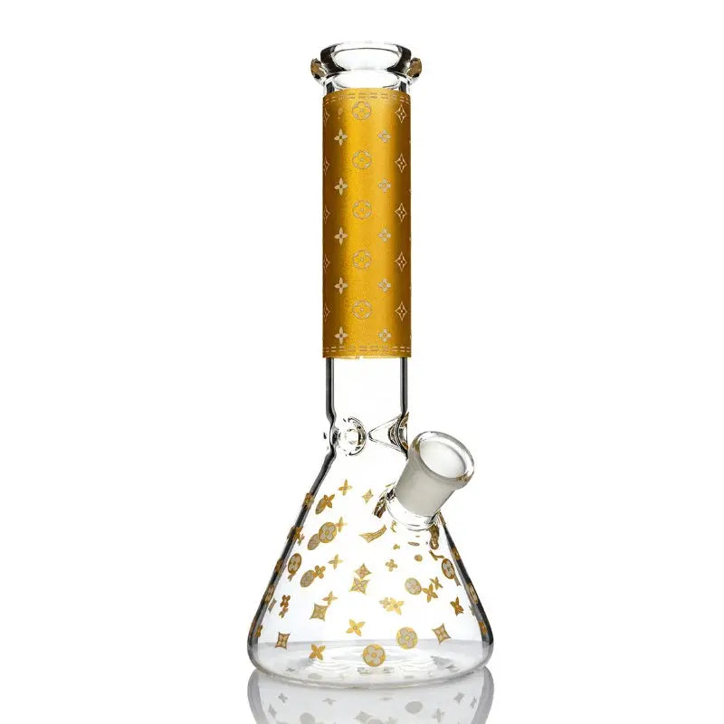 Louie Weed Glow In The Dark Beaker Bong 25cm - Gold-