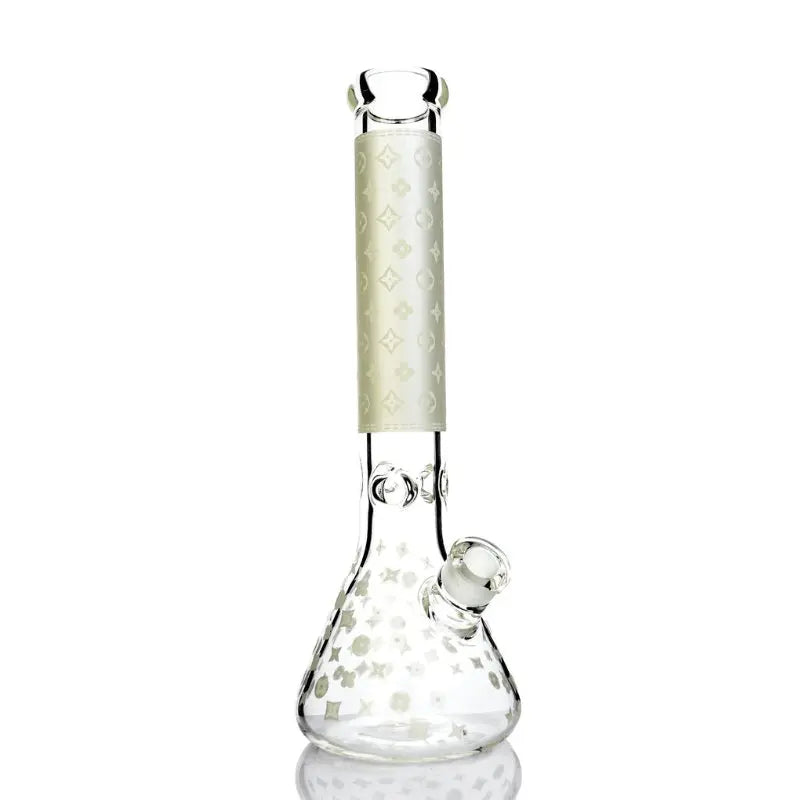 Louie Weed Glow In The Dark Beaker Bong 38cm - White-