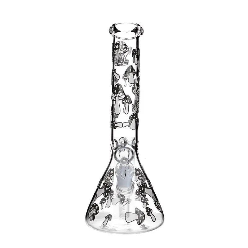 Mushroom Glow In The Dark Beaker Bong 25cm - Black-