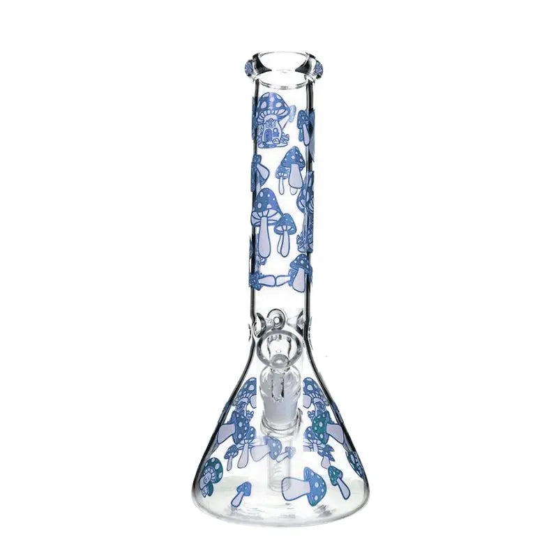 Mushroom Glow In The Dark Beaker Bong 25cm - Blue-