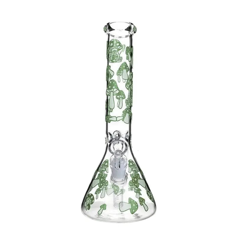 Mushroom Glow In The Dark Beaker Bong 25cm - Green-