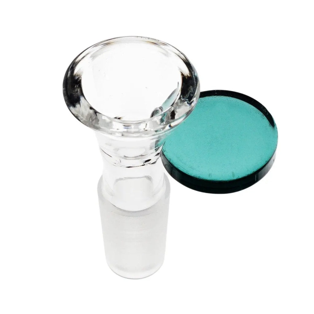 Coin Handle Accent Glass Cone Piece 14mm-Teal