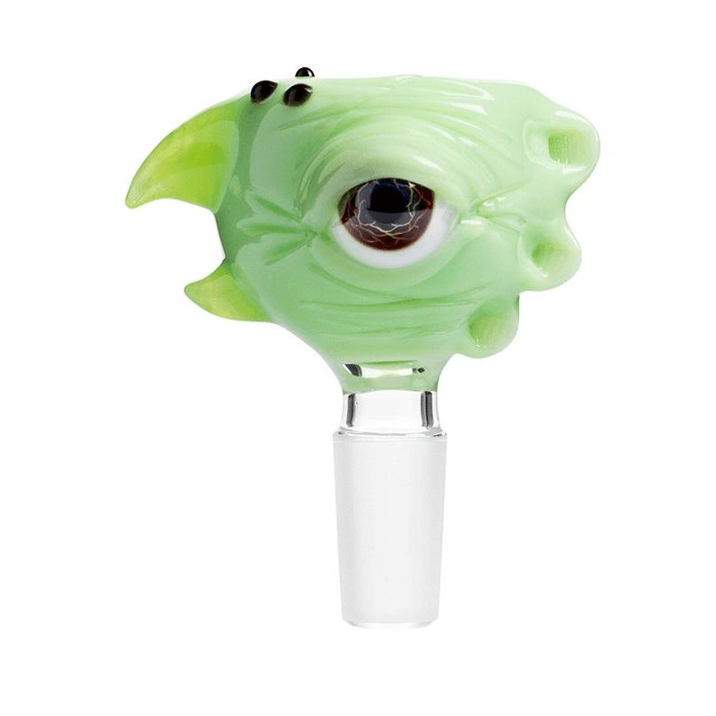 Frank Loves Glass Eyeball Cone Piece 14mm - Lime Green-Brown
