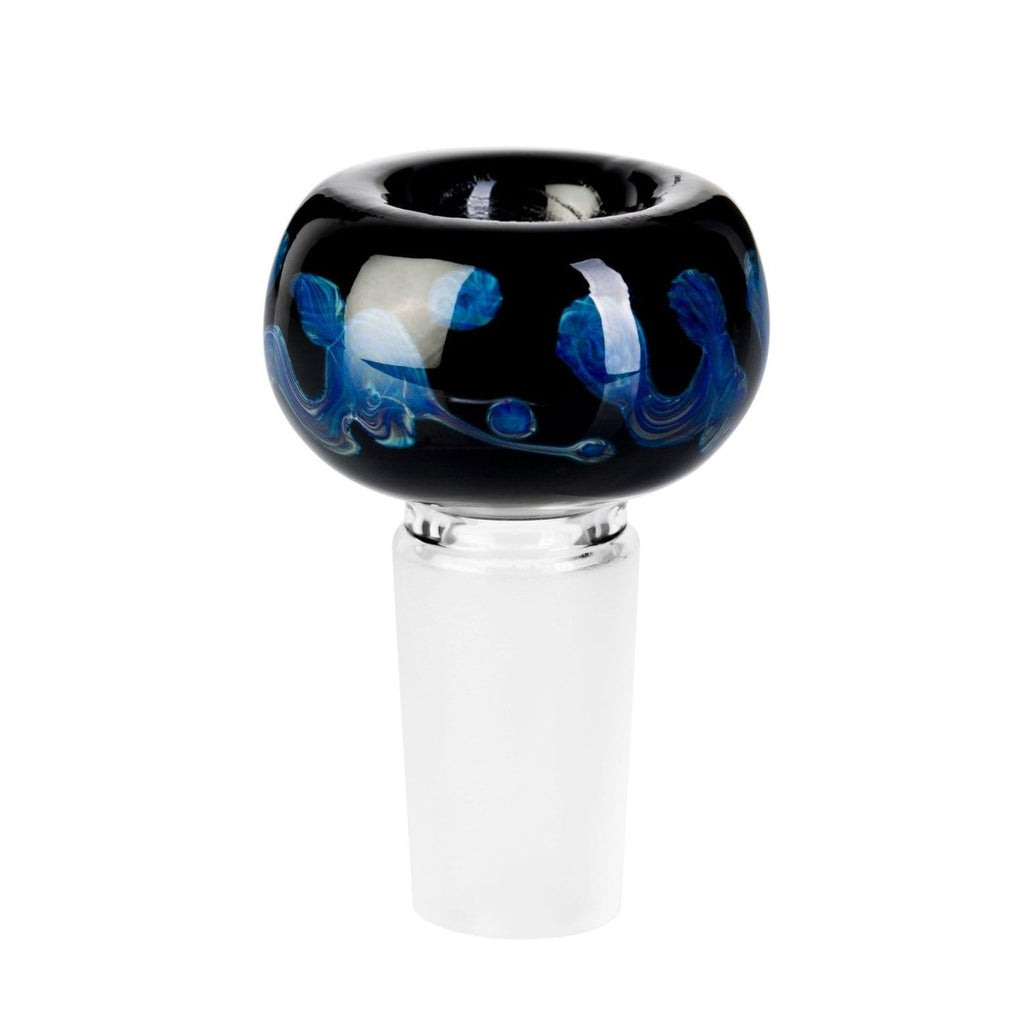 Tribal Glass Cone Piece 14mm - Black & Blue-