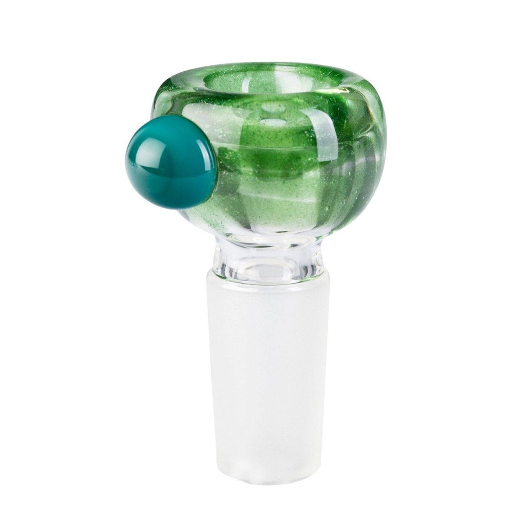 Tribal Glass Cone Piece 14mm - Green Glitter-