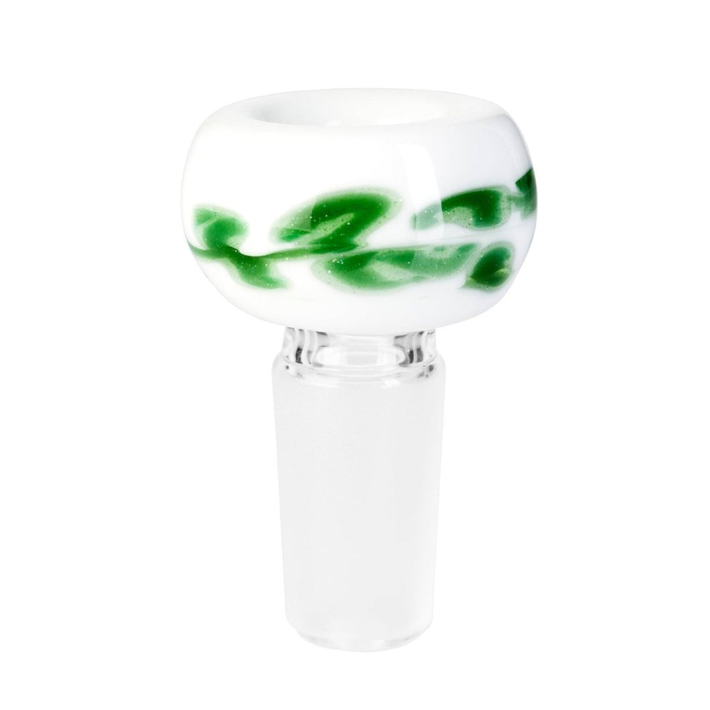 Tribal Glass Cone Piece 14mm - White & Glitter Green-