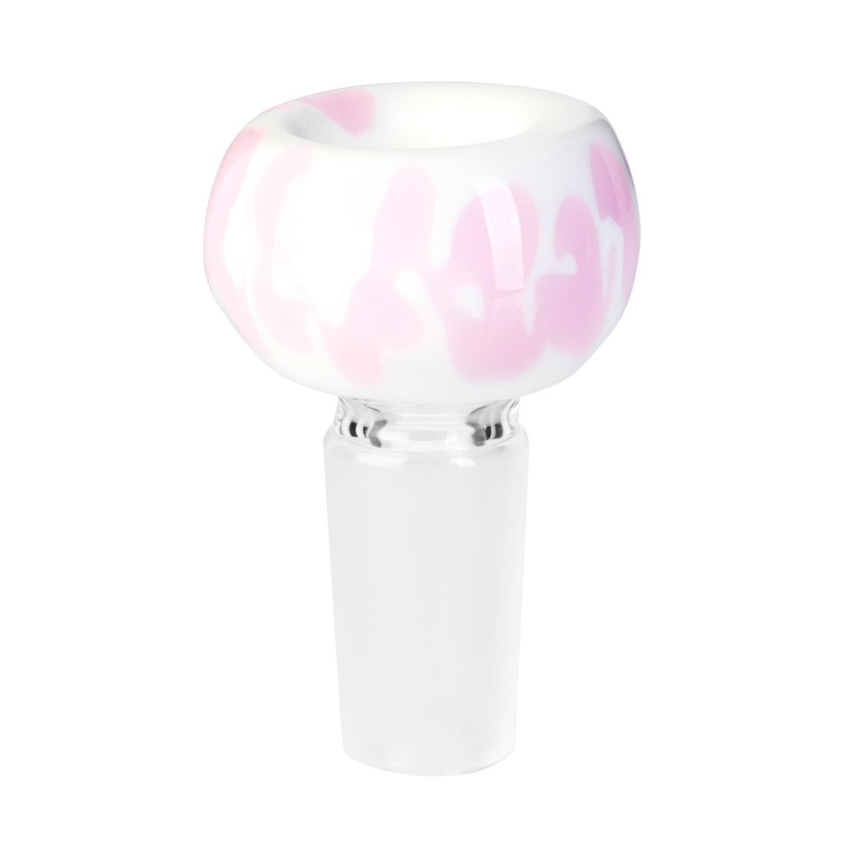Tribal Glass Cone Piece 14mm - White & Pink-