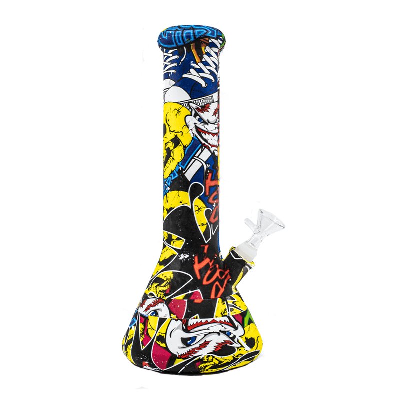 Printed Beaker Silicone Bong 29cm - Assorted Prints- 