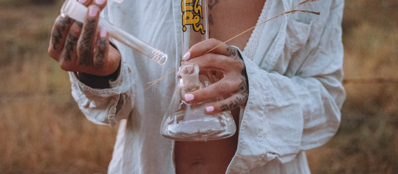 Clean bong water in a beaker bong