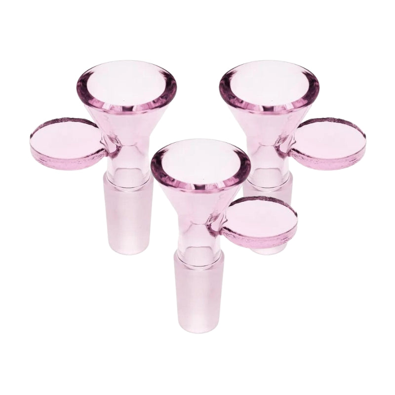 Coin Handle Glass Cone Piece 18mm (3 Pack)-Pink