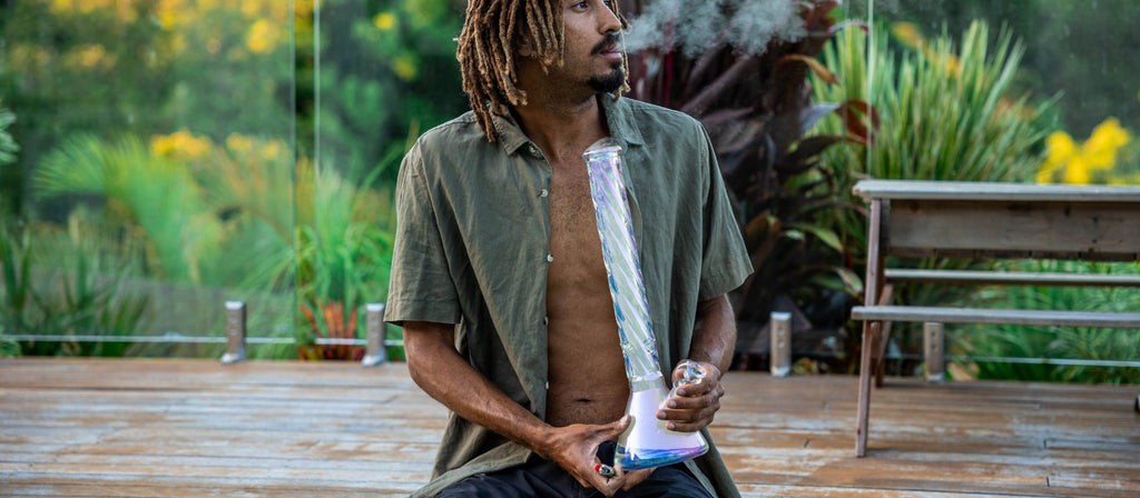 Man smoking a Higher Concepts Spiral Bong