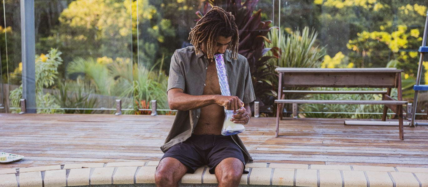 Man smoking Higher Concepts Spiral Bong