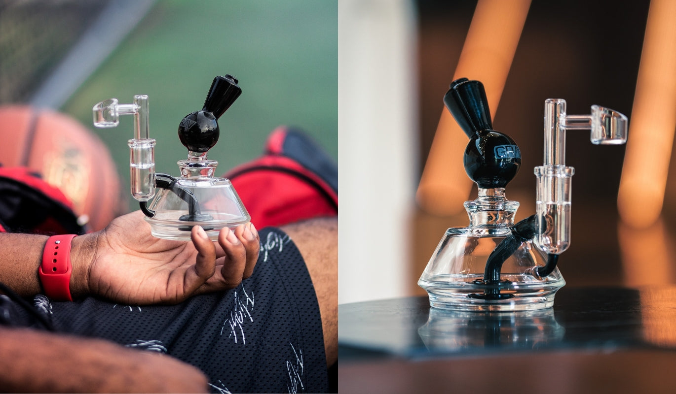 Person holding a GRAV dab rig