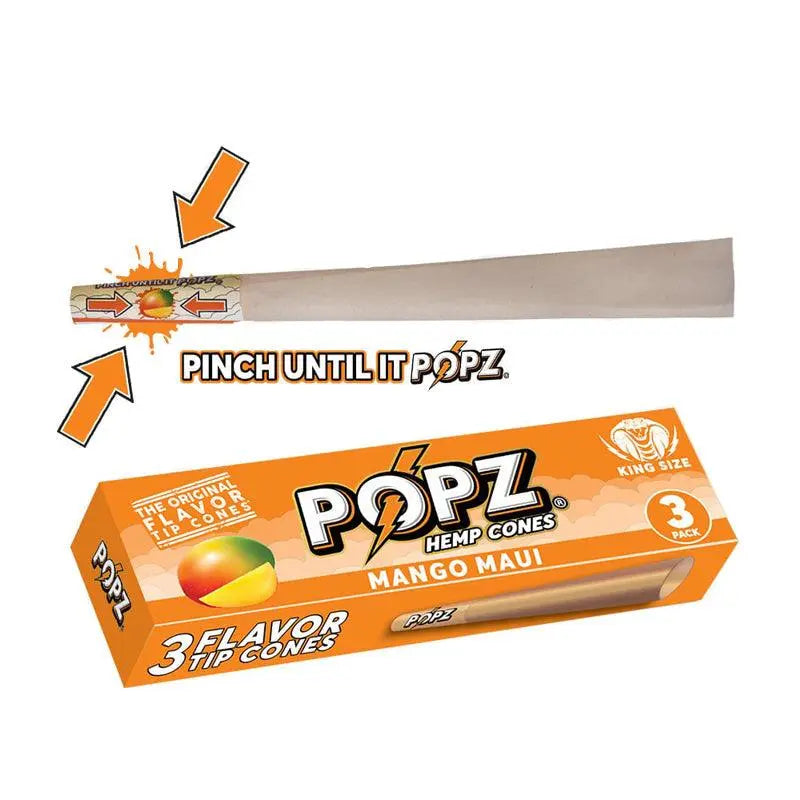 POPZ by King Palm Flavoured Pre-Rolled Hemp Cones (3 Pack)-MangoMaui