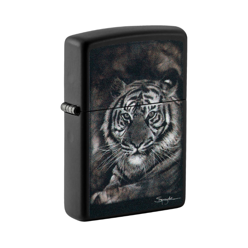 Zippo Spazuk Tiger Black Matte Lighter-