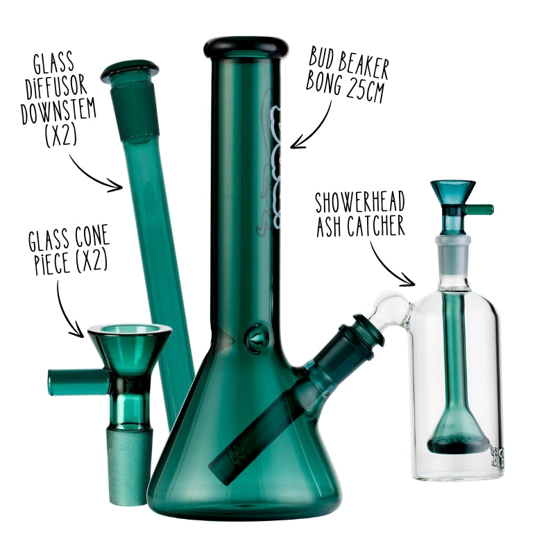 Bud Beaker Bong 25cm Bundle - Medium | Glass Bongs Australia